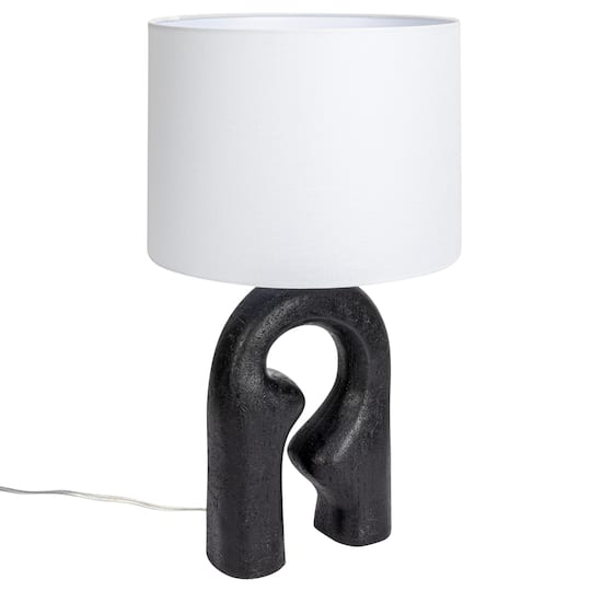 Hello Honey® 24" Abstract Sculptural Table Lamp with Drum Shade in Black | 14" x 14" x 24" | Michaels®